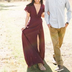 Burgundy Lulus Wrap Maxi Dress